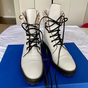 STUART WEITZMAN LEXY COMBAT LEATHER BOOTS US 8.5